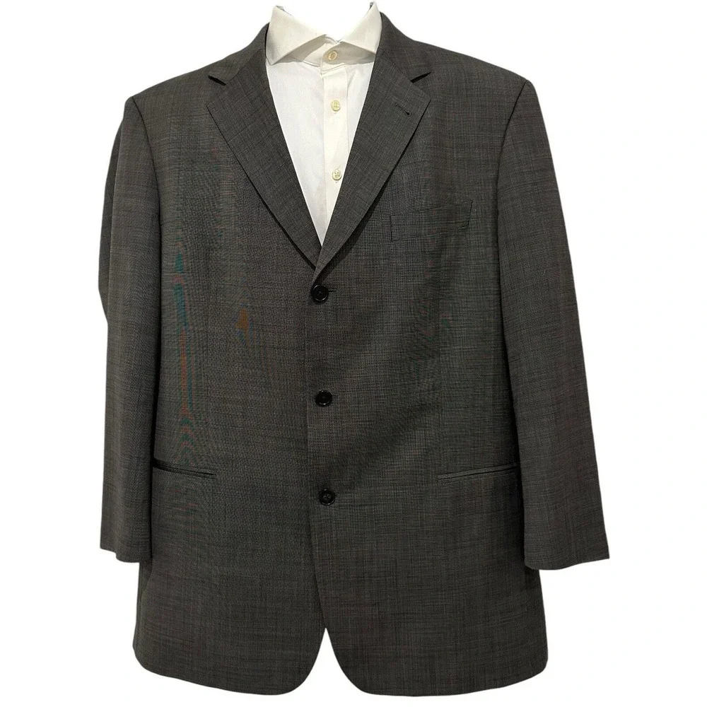 HUGO BOSS Mens Blazer Gray 100% Virgin Wool Blazer Guabello Super 130s‎ 48R